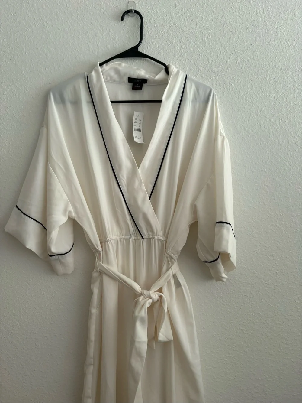 NWT J. Crew Easy-luxe Eco Jumpsuit White with Navy Trim Size Medium